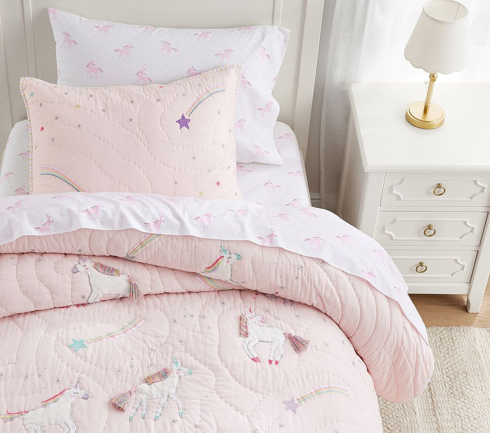 Rainbow Unicorn Quilt & Shams | Pottery Barn Kids