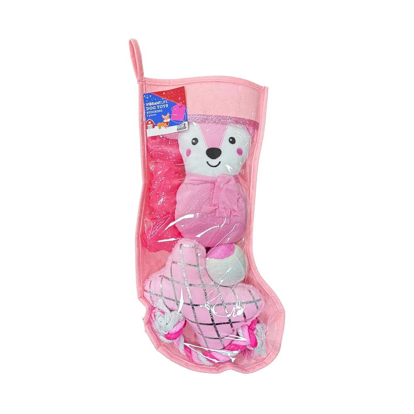 Vibrant Life Holiday 5-Piece Dog Toy Stocking Gift Set, Pink, Chew Level 2 - Walmart.com | Walmart (US)