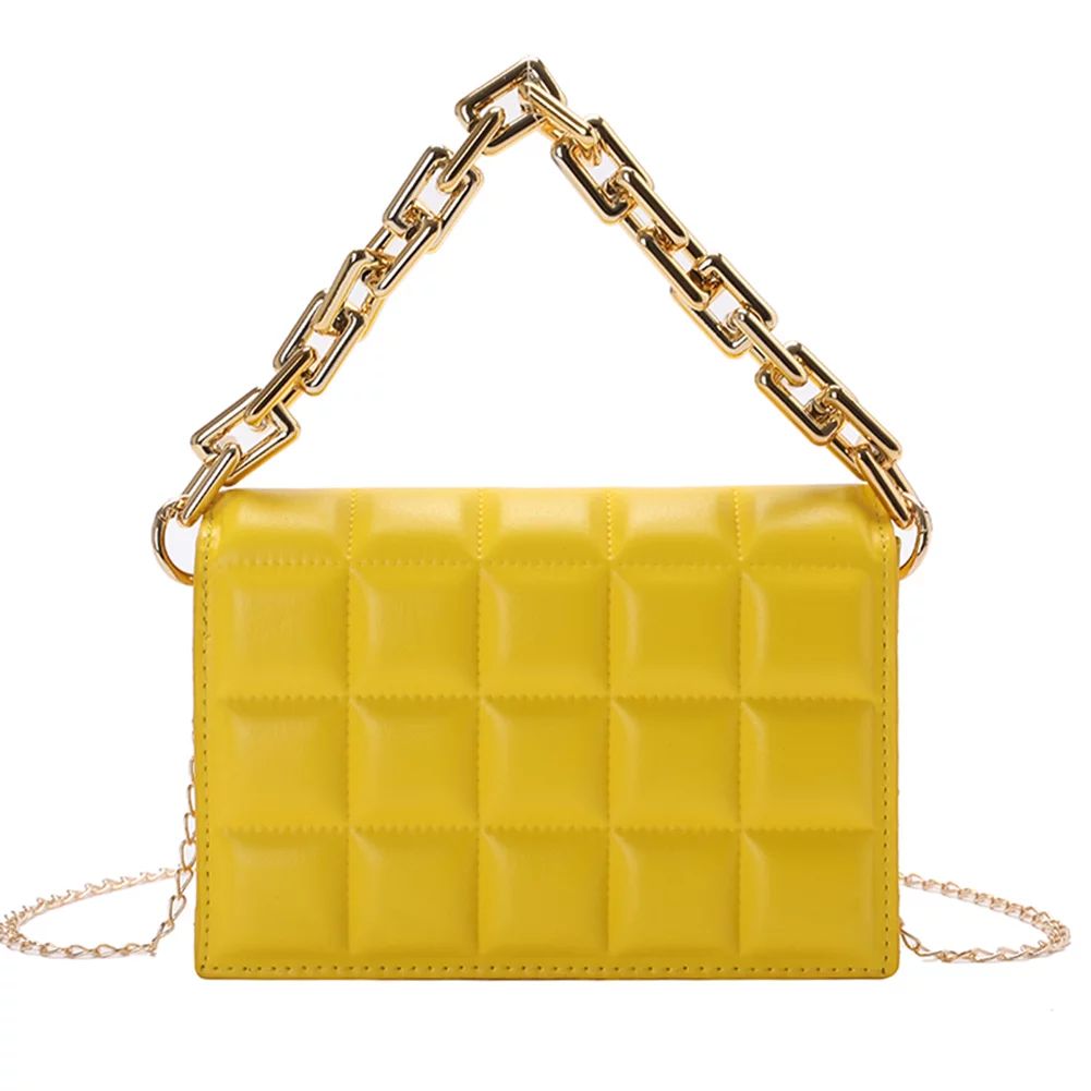 Daciye Retro Women Checker Pattern PU Messenger Bag Casual Chain Handbag (Yellow) | Walmart (US)