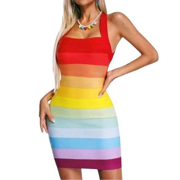 Multicolor Striped Bodycon Dress-nwot | Poshmark