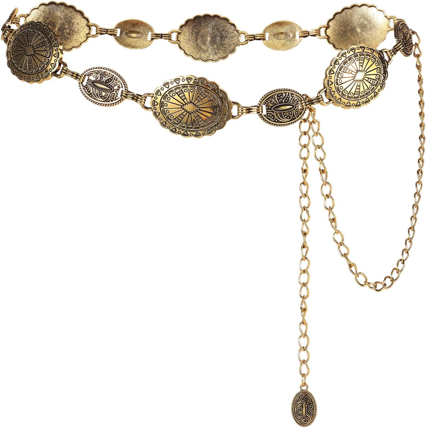 Ovida Metal Chain Belt for Women Cowgirl Western Country Chain Belts Adjustable Concho Belt for S... | Amazon (US)