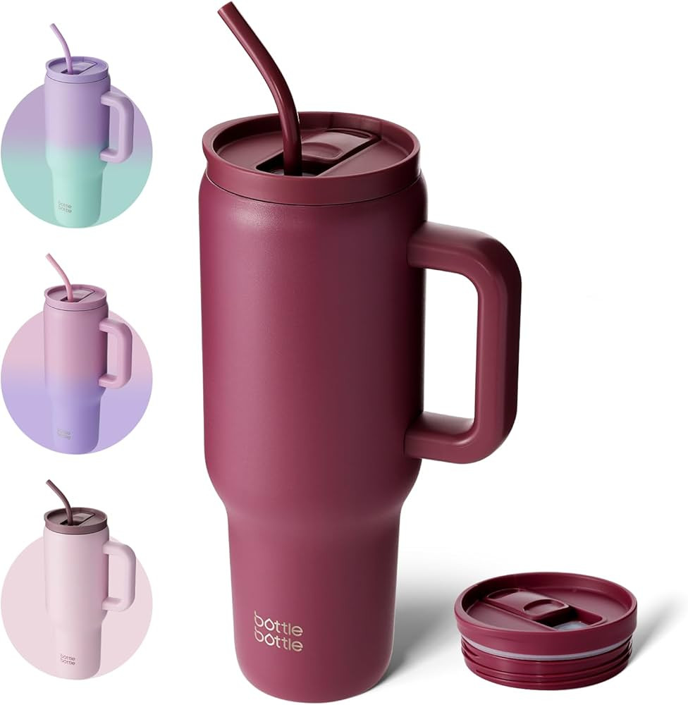 BOTTLE BOTTLE 40 oz Tumbler with Handle and Straw,Stainless Steel Vacuum Travel Mug,Car Cup with ... | Amazon (US)