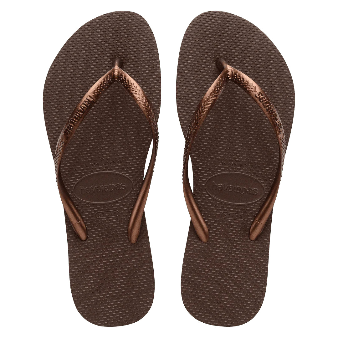 Women's Slim Flip Flops Dark Brown Metallic | Havaianas | Havaianas