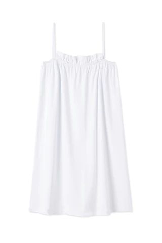 Pima Ruffle Nightgown in White | LAKE Pajamas
