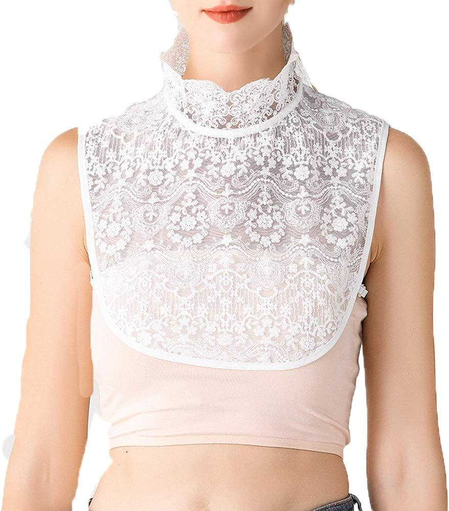 YEKEYI Women's Lace Floral False Faux Collar Shirt Fake Collar Half Shirt Detachable Collar | Amazon (US)