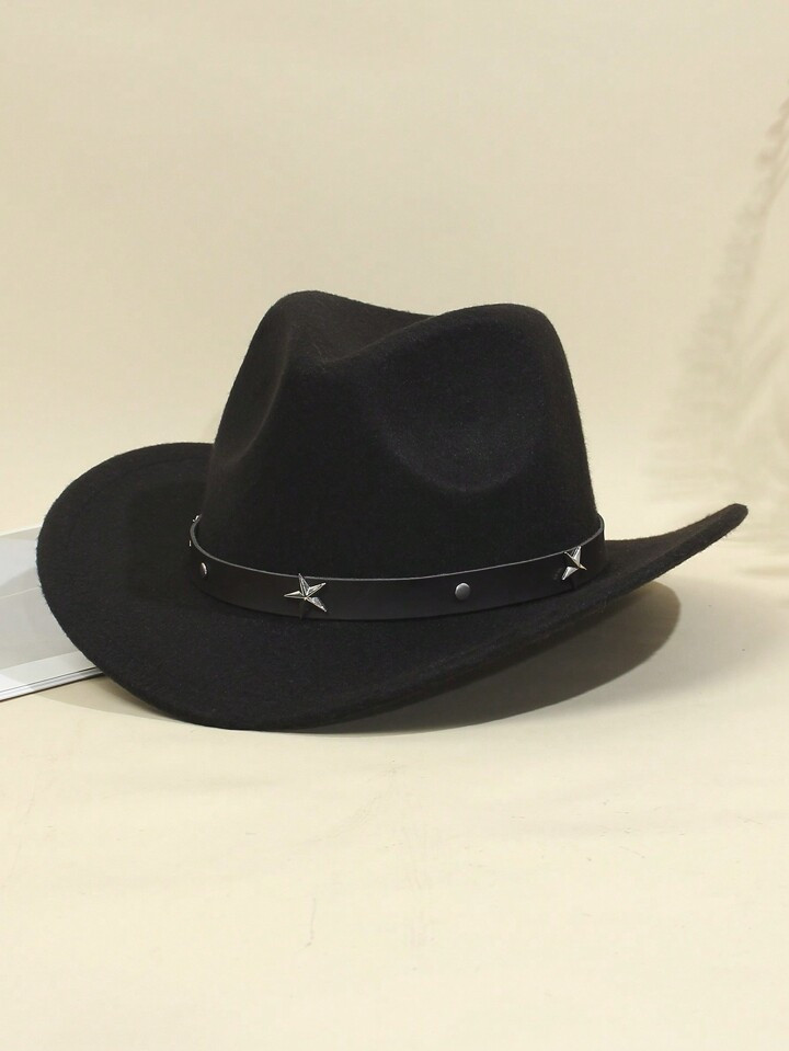 1pc Children's Hat With Metal Five-pointed Star Decoration, Western Cowboy Wool Jazz Hat For Autu... | SHEIN