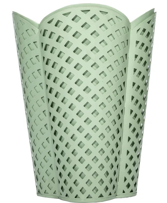 Dark Celadon Lattice Wastepaper Basket: Final Sale | The Enchanted Home