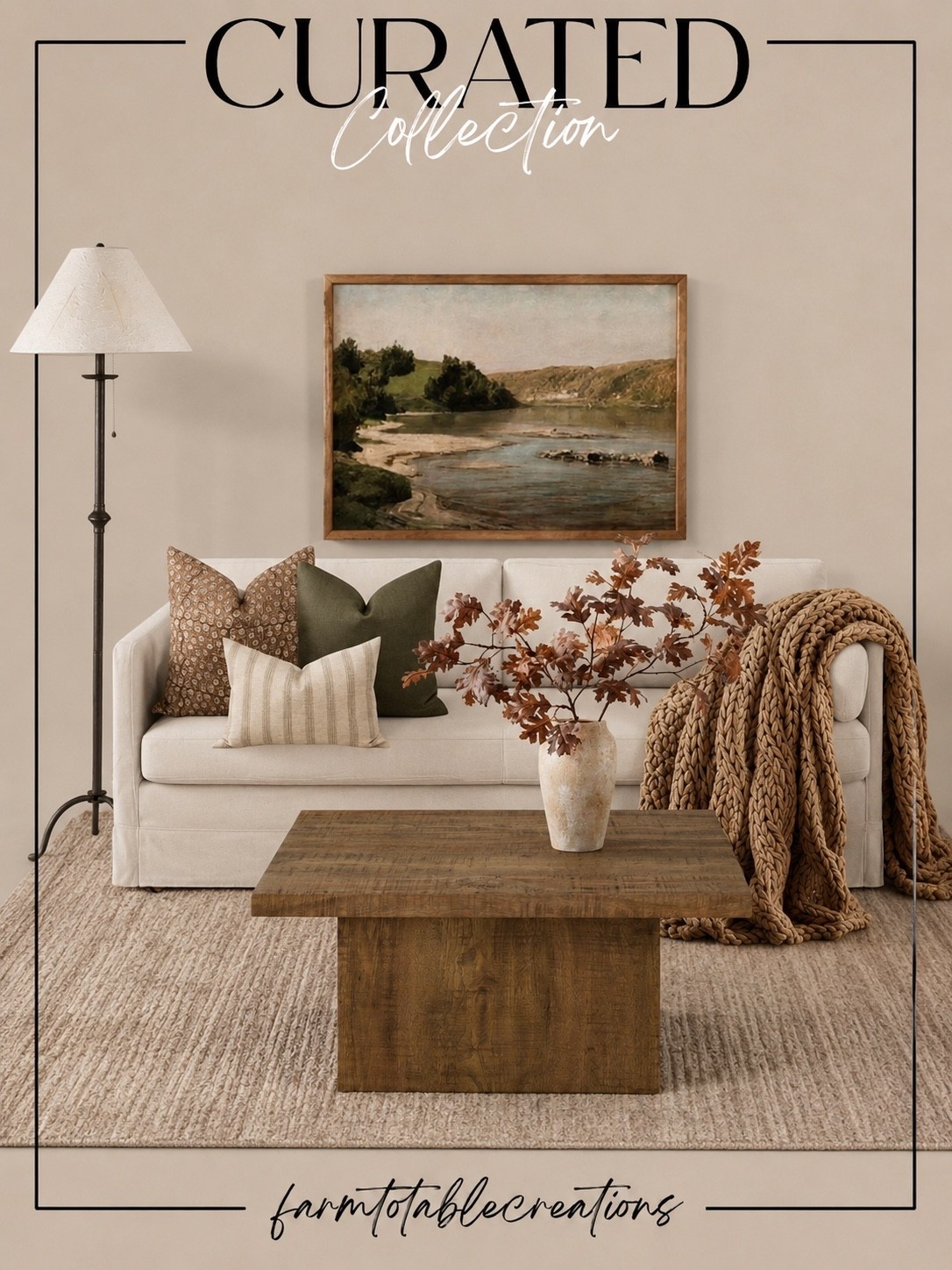 Layered Living Room Styling
Follow @farmtotablecreations on Instagram for more home decor inspiration!

This curated collection is all about warm, cozy neutrals with earthy textures and timeless pieces. From the natural wood coffee table to the soft, chunky knit throw and mix of patterned pillows, each element adds depth and comfort. The landscape art ties the whole space together, creating a grounded and inviting feel perfect for any season.

#sectional #livingroomrug #pillows #rugs #livingroomfurniture #homedecor #fallrefresh #coffeetabledecor #throwblanket #wallart

#LTKHome #LTKSaleAlert