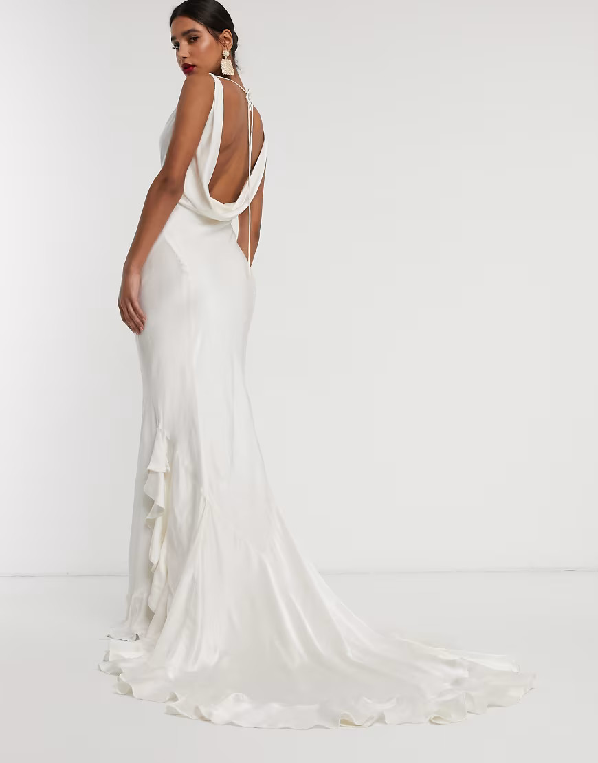 Ghost willow wedding dress with flutter train-White | ASOS (Global)