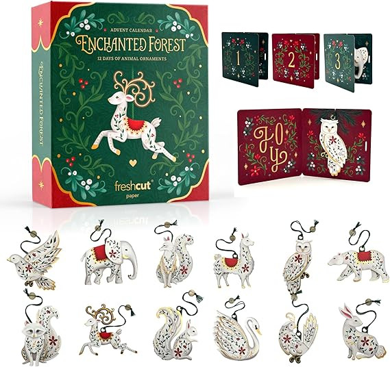 Freshcut Paper 2025 Advent Calendar, Enchanted Forest Christmas Ornaments, Pop Up 3D Greeting Car... | Amazon (US)