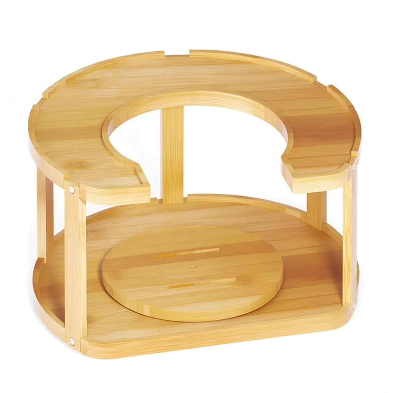 2 Tier Bamboo Spice Rack Organizer, Lazy Susan Turntable for Cabinet, Rotating Spinning Shelf for... | Wayfair North America