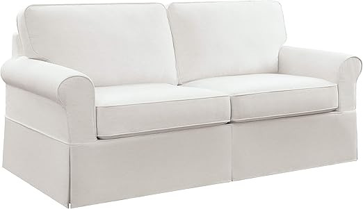 OSP Home Furnishings Ashton Rolled Arm Sofa with Slipcover, Ivory | Amazon (US)
