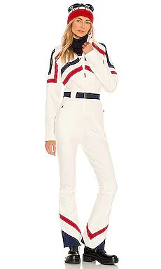 Perfect Moment Tignes Jumpsuit in Snow White, Navy & Red from Revolve.com | Revolve Clothing (Global)