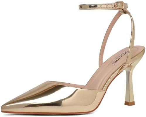 Susanny Heels for Women Stiletto Closed Pointed Toe Backless Dress Shoes High Heels Sexy Kitten P... | Amazon (US)