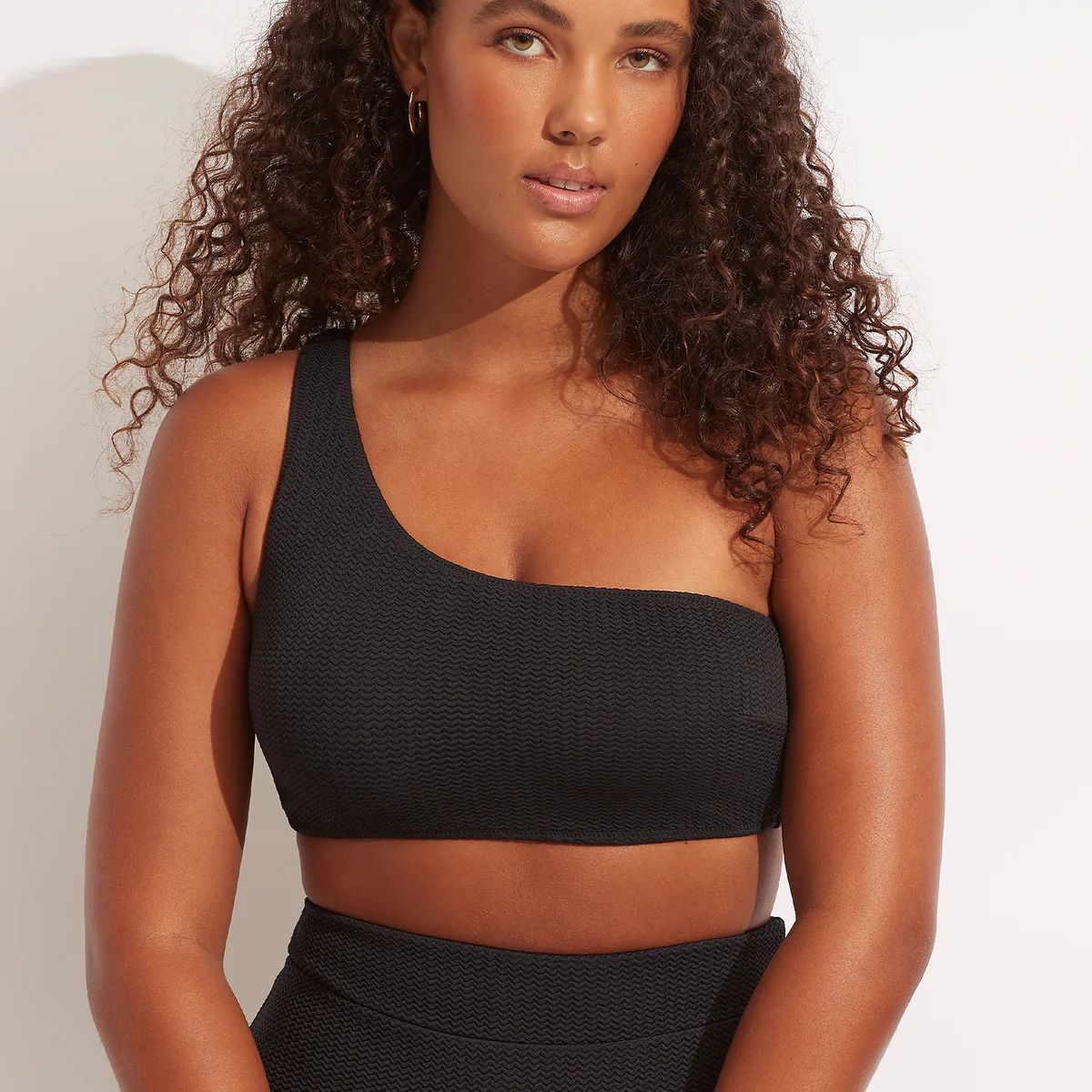 Sea Dive One Shoulder Top - Black | Seafolly Australia