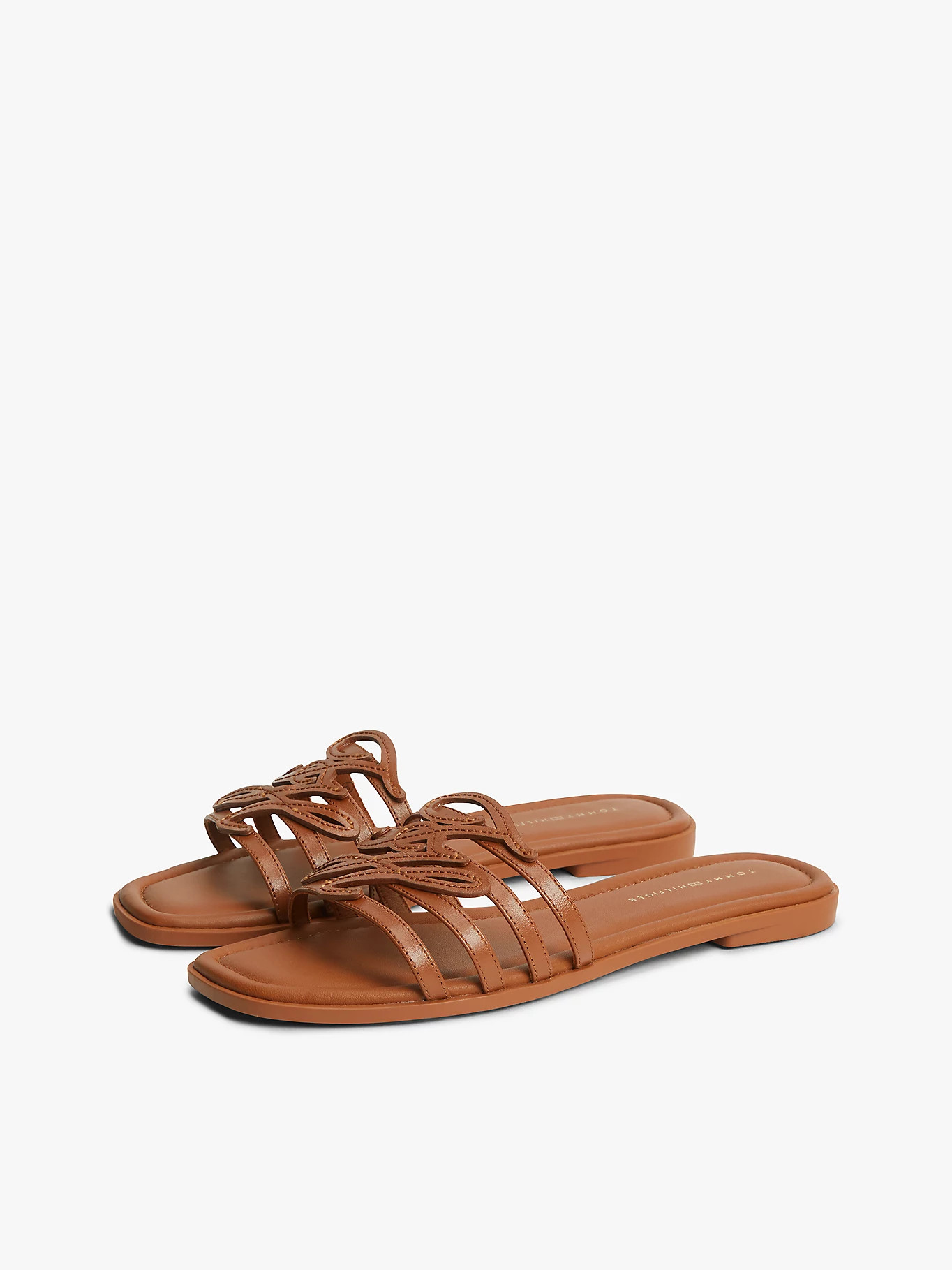 Logo Strap Leather Mules | Brown | Tommy Hilfiger | Tommy Hilfiger UK