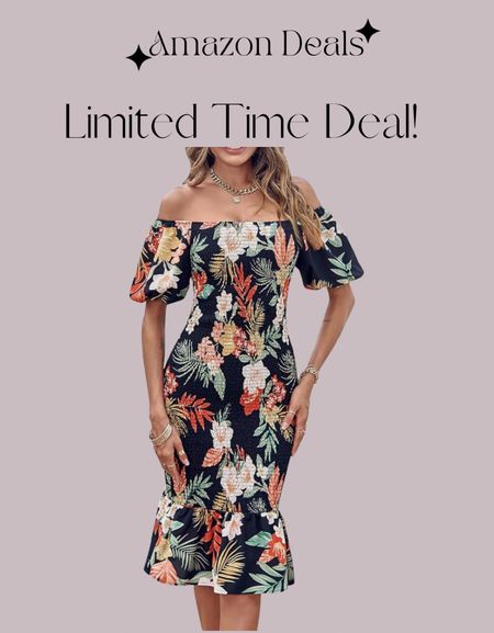 Amazon deals / PRETTYGARDEN Women's Summer Floral Midi Bodycon Dresses Short Puff Sleeve Square Neck Ruffle Hem Mermaid Cocktail Dress / wedding guest dress 

#LTKWedding #LTKOver40 #LTKSaleAlert