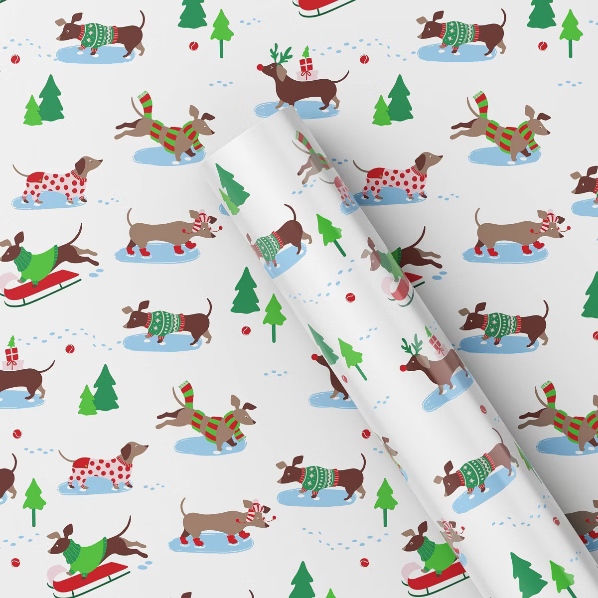 50 sq ft Dachshund Christmas Gift Wrap White - Wondershop™ | Target