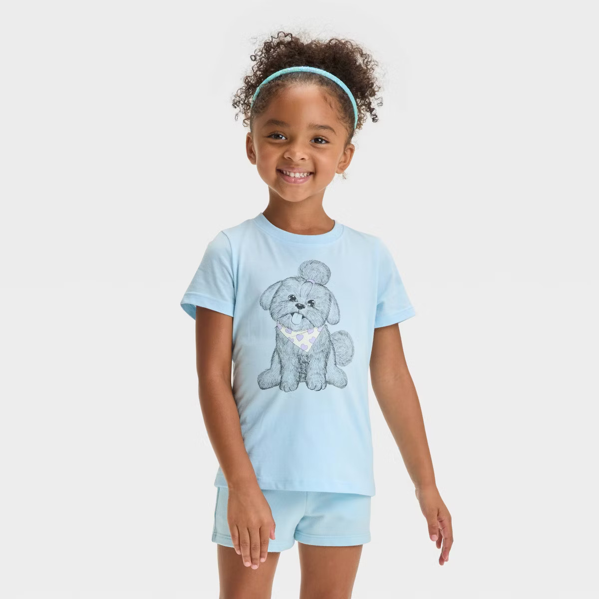 Toddler Girls' Short Sleeve Puppy Graphic T-Shirt - Cat & Jack™ Blue 12M | Target
