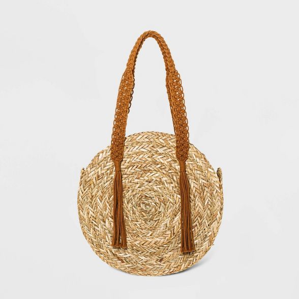 Straw Circle Macrame Handle Tote Handbag - Universal Thread™ Natural | Target