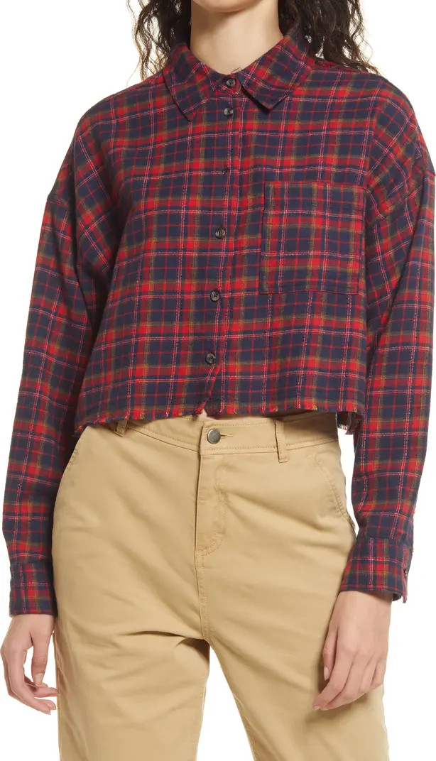 Brendan Plaid Flannel Crop Shirt | Nordstrom