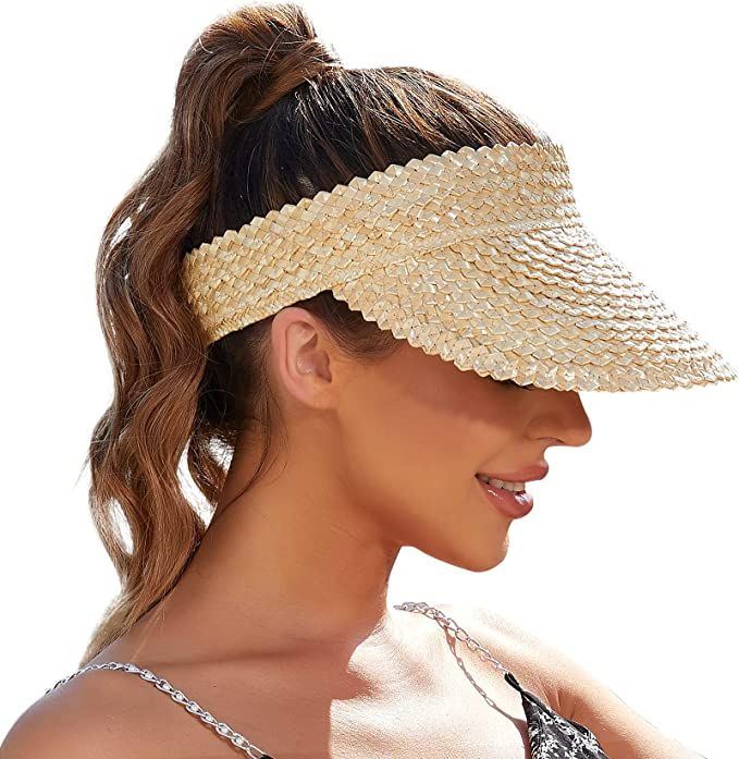 Straw Visors for Women, Sun Visors for Women Visors for Women, Straw Hats for Women, Handmade Bea... | Amazon (US)