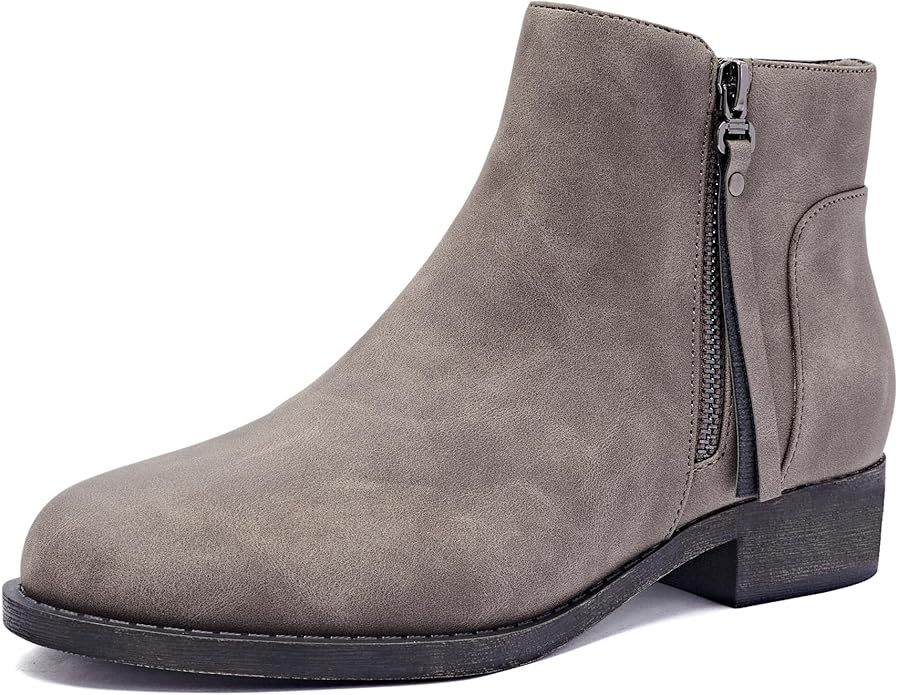 Veittes Women's Ankle Boots, Soft Design Chunky Heel Fashion Short Slip On Zipper Shoes. | Amazon (US)