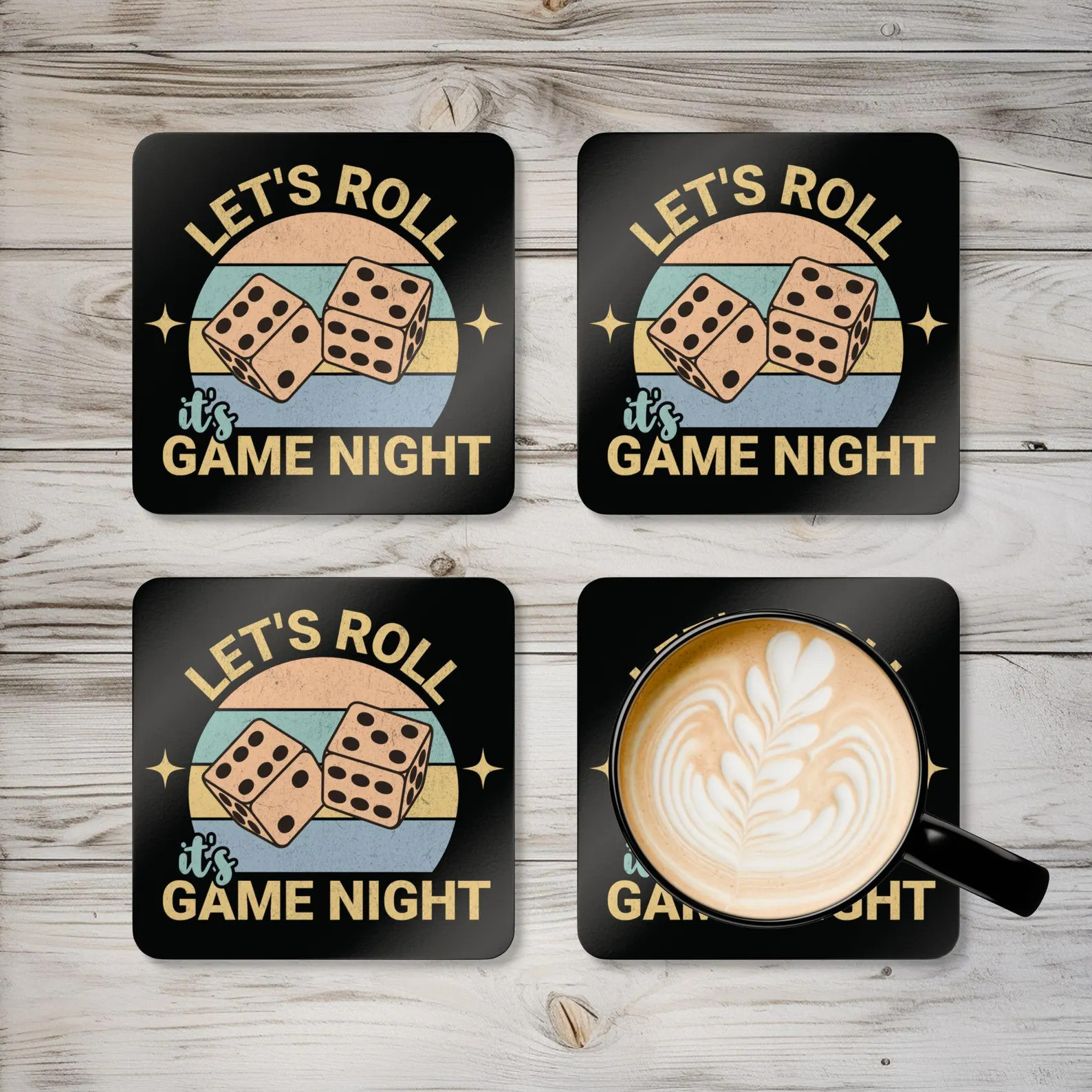 Game Night Coaster Set: "Let's Roll" Nerdy Board Game Accessory | Etsy (US)