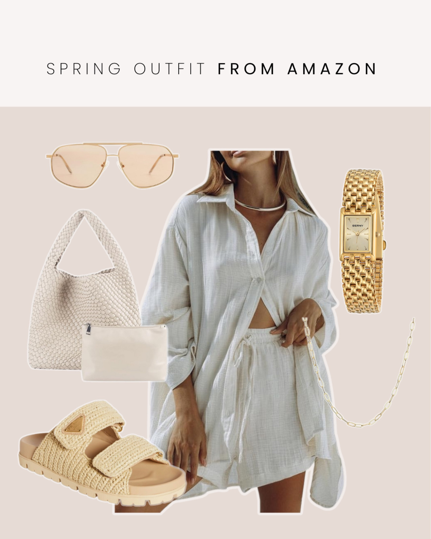 Spring outfit idea from Amazon — two piece set, sandals, watch, tote bag, sunglasses

#LTKfindsunder100 #LTKfindsunder50

#LTKSeasonal