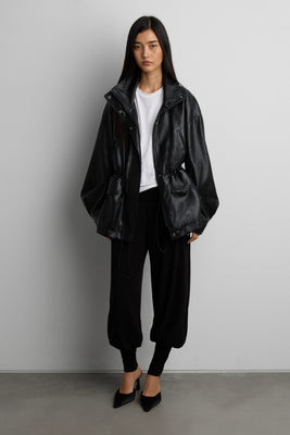 VEGAN LEATHER UTILITY JACKET Black / Large | OAK + FORT
