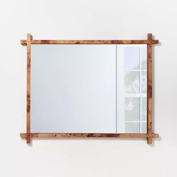 24&#34; x 30&#34; Burl Wood Cross Corner Decorative Wall Mirror Natural - Threshold&#8482; design... | Target