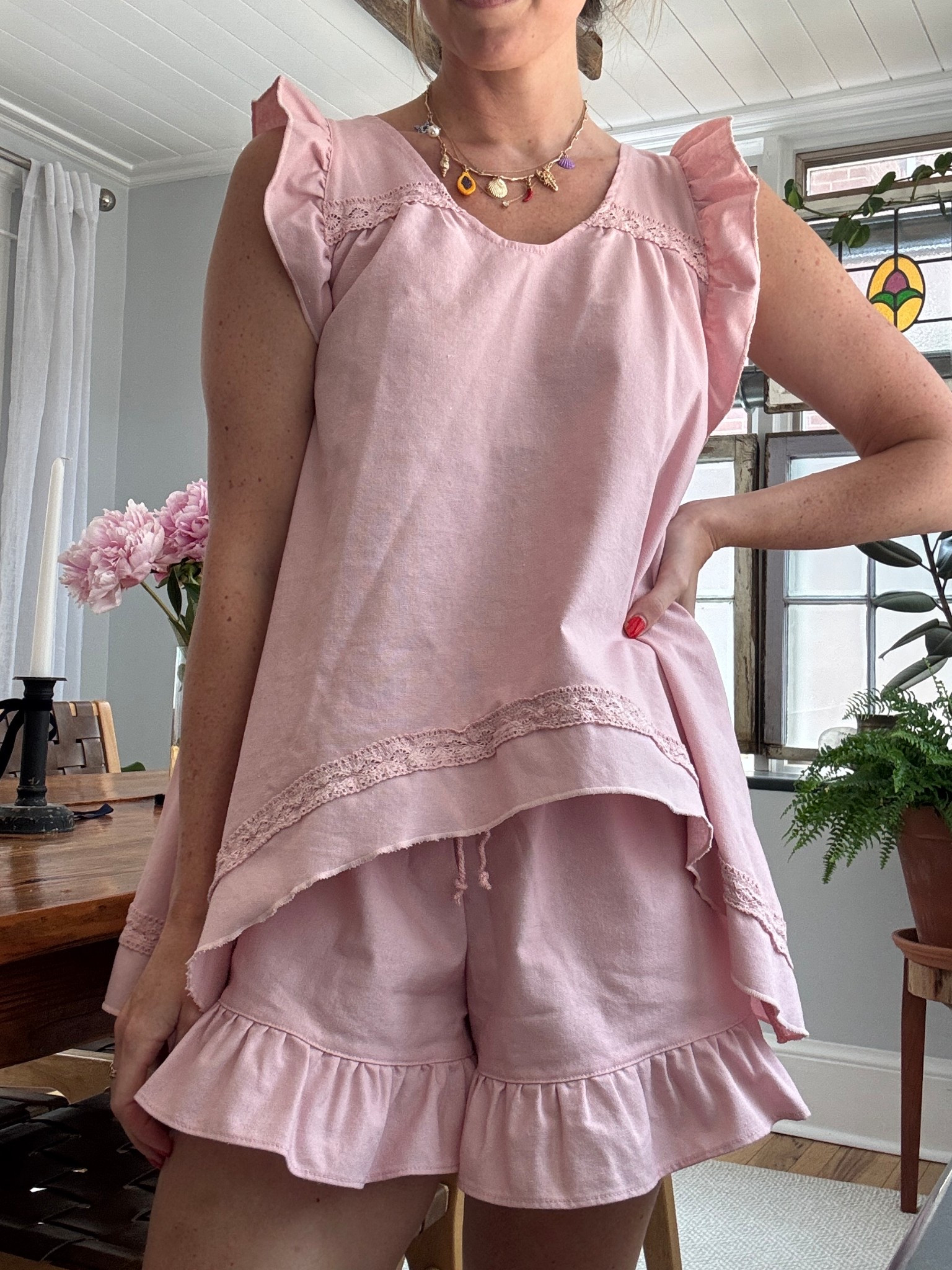 Medium in matching pink set! Shorts have pockets too!

#LTKFindsUnder50 #LTKSeasonal #LTKStyleTip