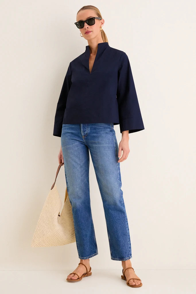 Navy Long Sleeve Celeste Top | Tuckernuck (US)