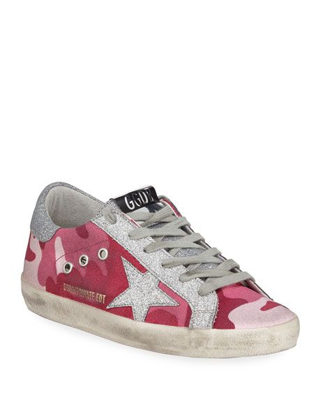 Golden Goose Superstar Glittered Camo Low-Top Sneakers | Neiman Marcus