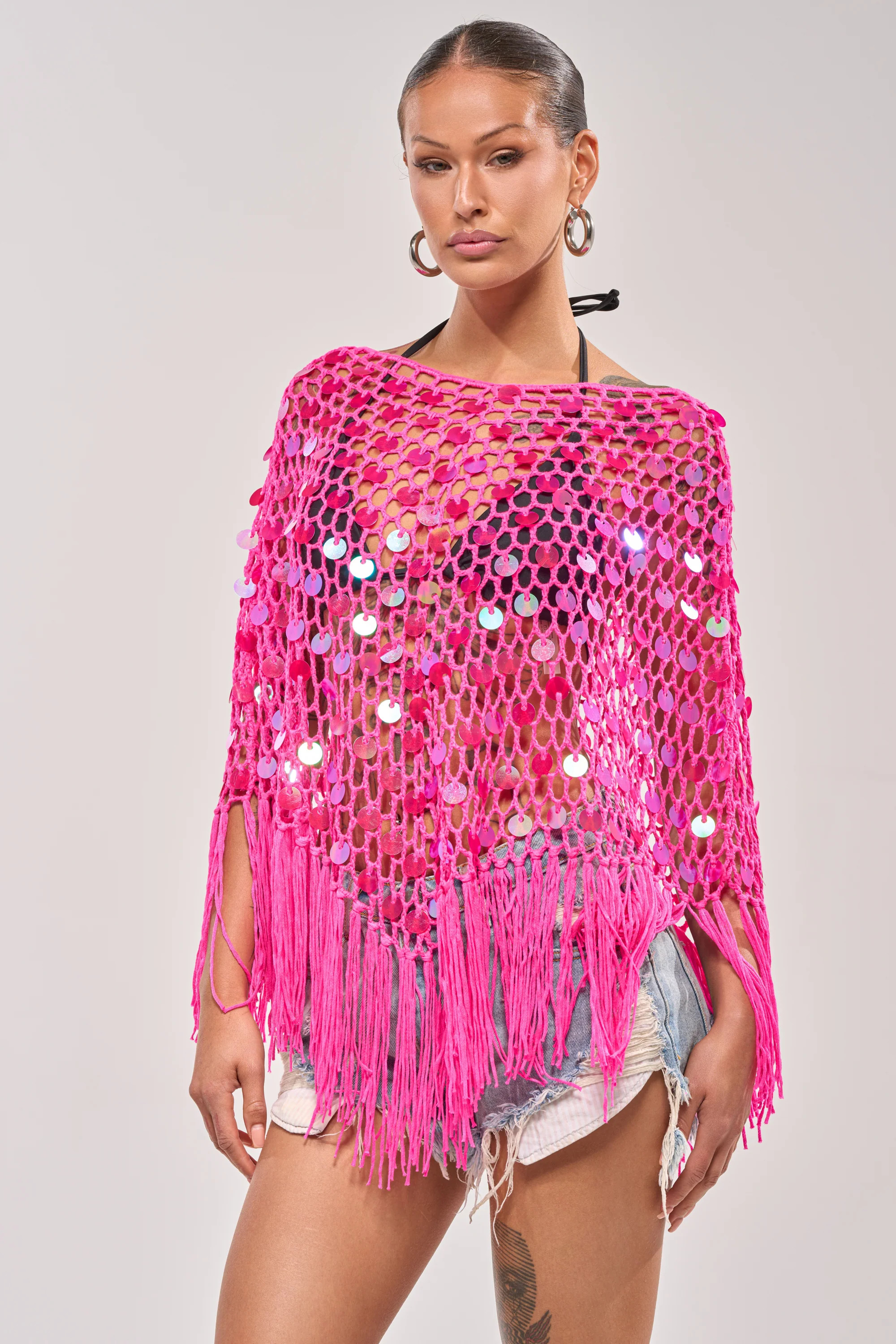 ITS MY WORLD CROCHET SEQUIN PONCHO | AKIRA