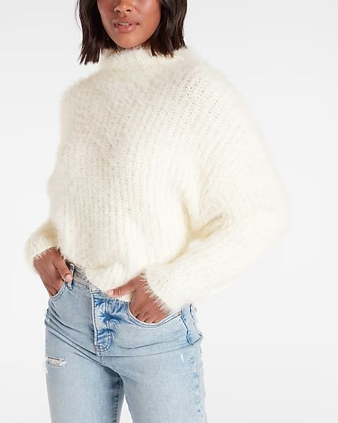 Fuzzy Chenille Mock Neck Sweater | Express