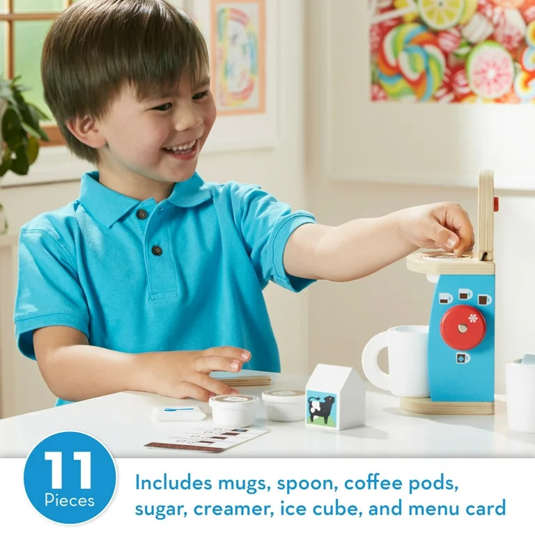 Melissa & Doug 11-Piece Brew and Serve Wooden Coffee Maker Set - Play Kitchen Accessories | Walmart (US)