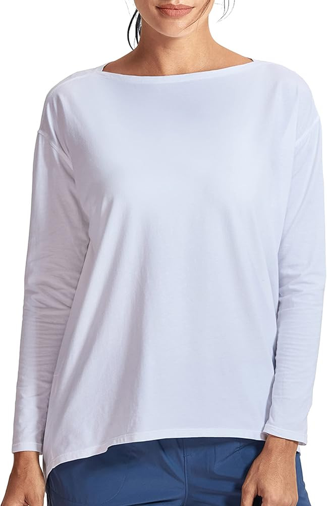 CRZ YOGA Long Sleeve Workout Shirts for Women Loose Fit-Pima Cotton Yoga Shirts Casual Fall Tops ... | Amazon (US)