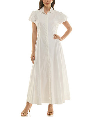 Women's Puff-Sleeve Collar Neck Shirt Dress | Macy's
