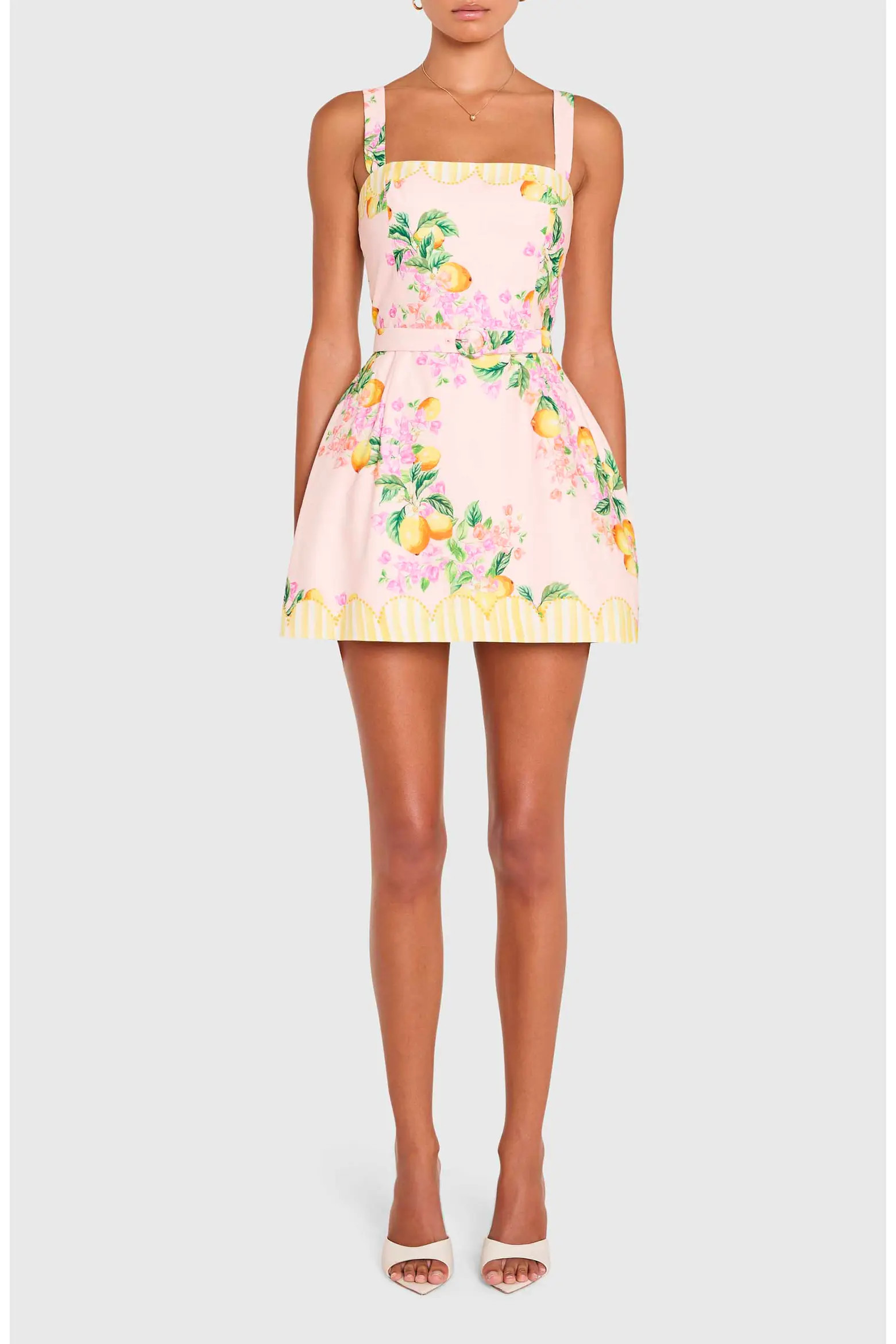 Judie Lemon Print Belted Linen Blend Romper (Women) | Nordstrom | Nordstrom