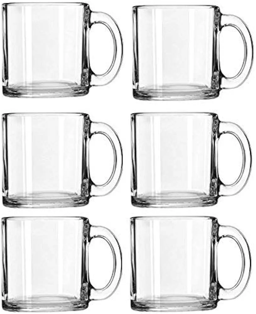 Libbey Crystal Coffee Mug Warm Beverage Mugs Set of (13 oz) (6) 6