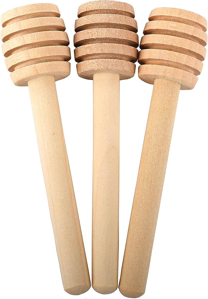 Wooden Honey Dipper Sticks, 3Pcs Mini Honey Spoon for Honey Jar Dispense Mixing Stirrer | Amazon (US)
