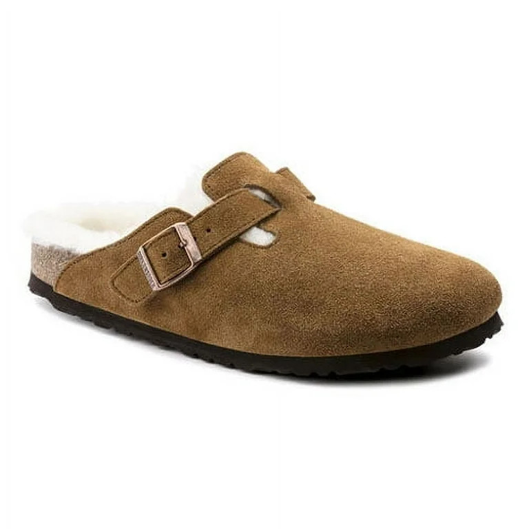 BIRKENSTOCK Women's Boston Shearling Clog Mink Suede/Natural Shearling - 1001140 | Walmart (US)