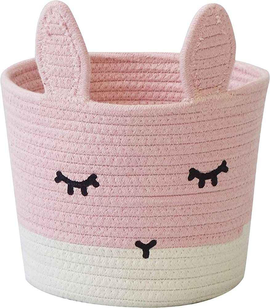 Small Cute Pink Bunny Basket for Baby Toy Baskets, Baby Laundry Baskets, Nursery Storage, Woodlan... | Amazon (US)