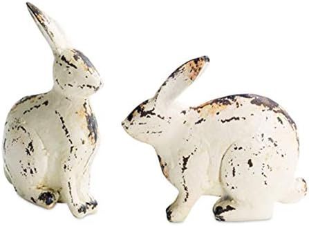 The Bridge Collection Faux Whitewashed Wood Carved Rabbit Figurines, Set of 2 | Amazon (US)