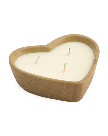 14oz Vanilla Sandalwood Wood Grain Heart Candle | TJ Maxx