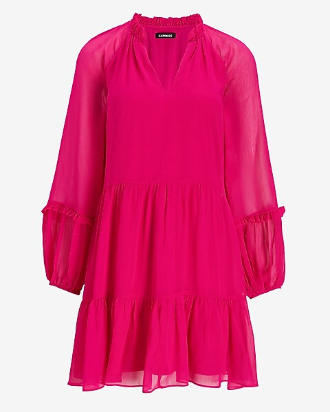 Solid Tiered Trapeze Dress | Express