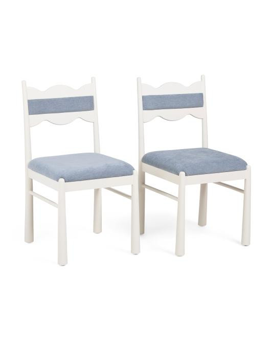 Set Of 2 17.5x35 Wavy Scalloped Upholstered Dining Chairs | TJ Maxx
