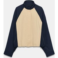 Zara - Technical Fabric Combined Jacket - Beige / Navy - Xxl - Woman | Zara US