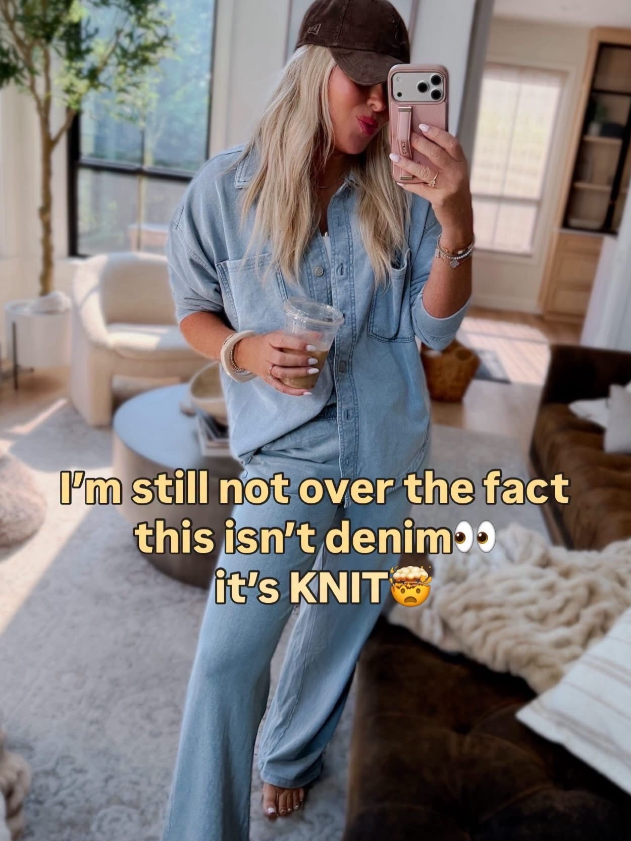 Looks like denim, but it’s not. 💙 This cozy knit set is one of my favorite finds. It’s sold as separates, so you can mix and match. I’m wearing a small in the top and a medium in the bottoms for a relaxed fit. They also make a cropped top, shorts, and other washes. So soft, comfortable, and perfect for travel, lounging, errands, or everyday wear.🧢🩵

Knit set. Denim look. Matching set. Cozy outfit. Travel outfit. Casual style. Everyday outfit. Loungewear. Soft knit. Comfy outfit. Two piece set. Resort wear. Airport outfit

#LTKgrwm #LTKootd